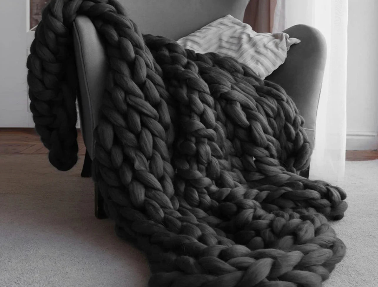 Black Handmade Chunky Knit