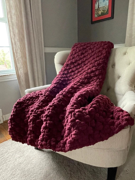 Wine Red Handmade Chunky Knit
